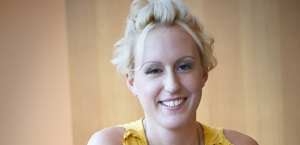 Young white woman smiling